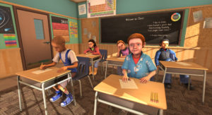 Virtual reality classroom C-Live. Images shows C-Live Classroom Avatars