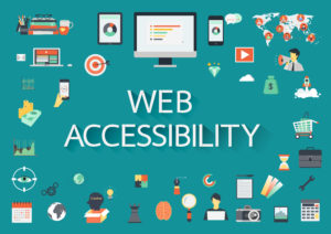 Accessibility is Important - Accessibility means giving people access to the world. Image shows computer icons
