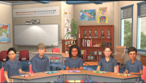 Working with virtual SEN students. Image shows C-Live classroom